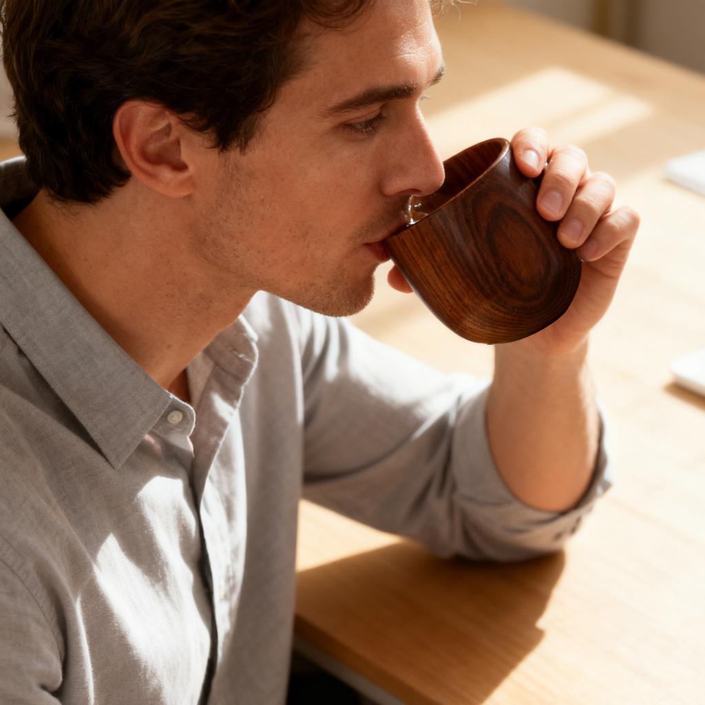 Big Belly Cup, Enlarged Wine Glass, Charcoal Grilled Universal Wooden Cup, Nonscalding Plant Paint Tea Cup