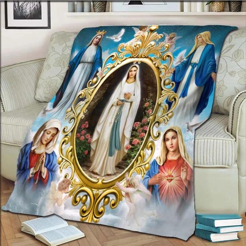 Одеяло с Девой Марией и Иисусом для офиса, дома, пешего туризма, пикника, толстое одеяло, модное покрывало, фланелевое одеяло, пледы