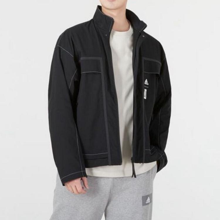 adidas Wuji Series с воротником-стойкой, спортивная куртка с длинным рукавом, мужская верхняя одежда, черный HE5137