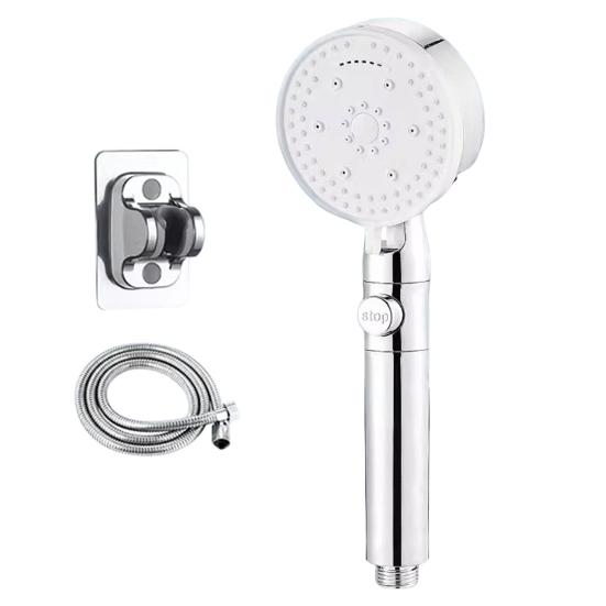 1 Set Shower Head 8 Spray Mode High-Pressure Handheld Shower Head with Silicone Nozzles for Home Bathroom