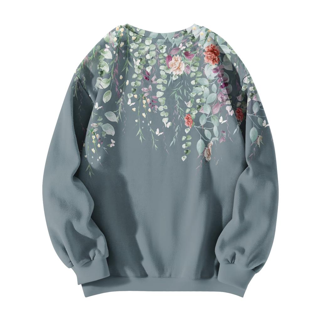 Women Tops Women's Long Sleeve Sweatshirt Casual Crewneck Loose Fit Pollover Fleece Tops