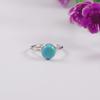 Dainty Kingman Turquoise Ring: 925 Sterling Silver Handmade Round Gemstone Ring