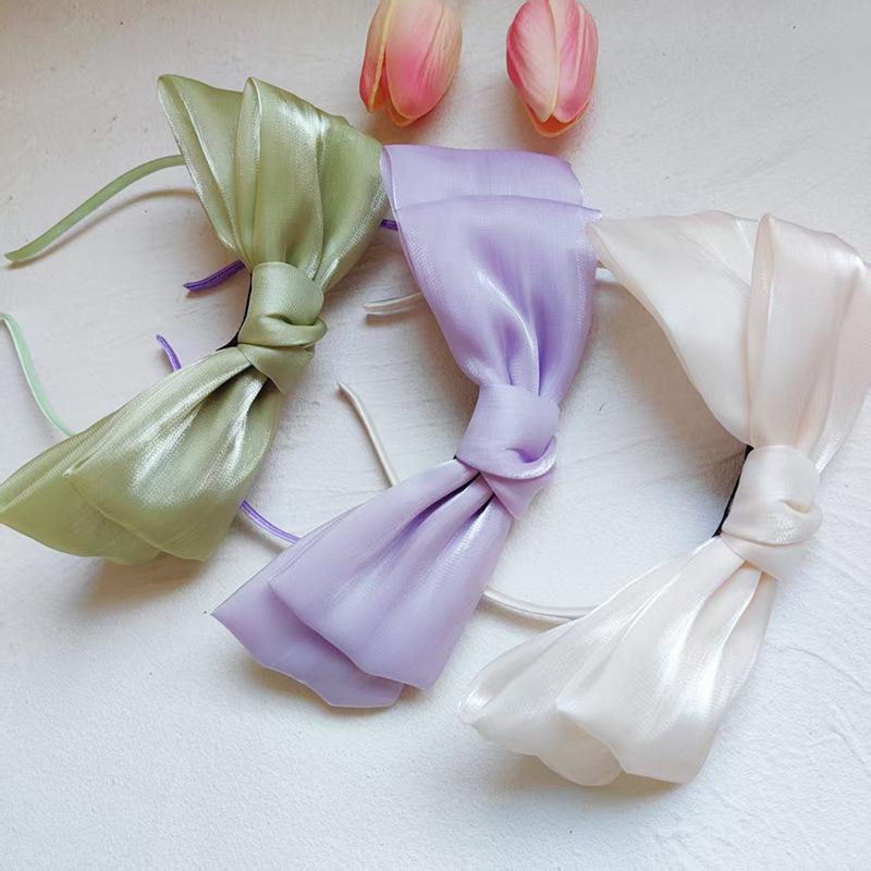 1Pcs Hair Accessories Spring/Summer Girl Glossy Bow Bezel Headband Solid Color Hair Band For Women