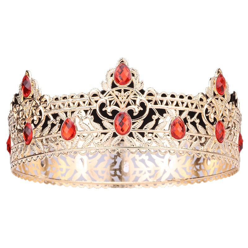 Men's Crown Simple Multi Color Round King Crown Baroque Bride Retro Alloy Hair Crown Headdress