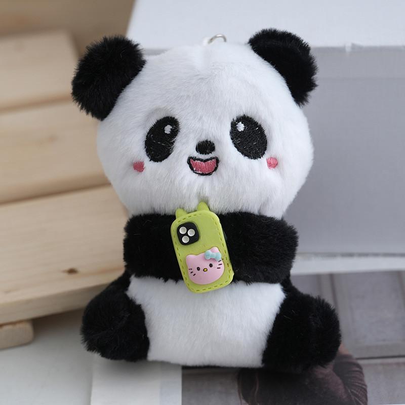 Charming Cartoon Panda Keychain Colorful Plush Doll With Soft Pp Cotton Filling