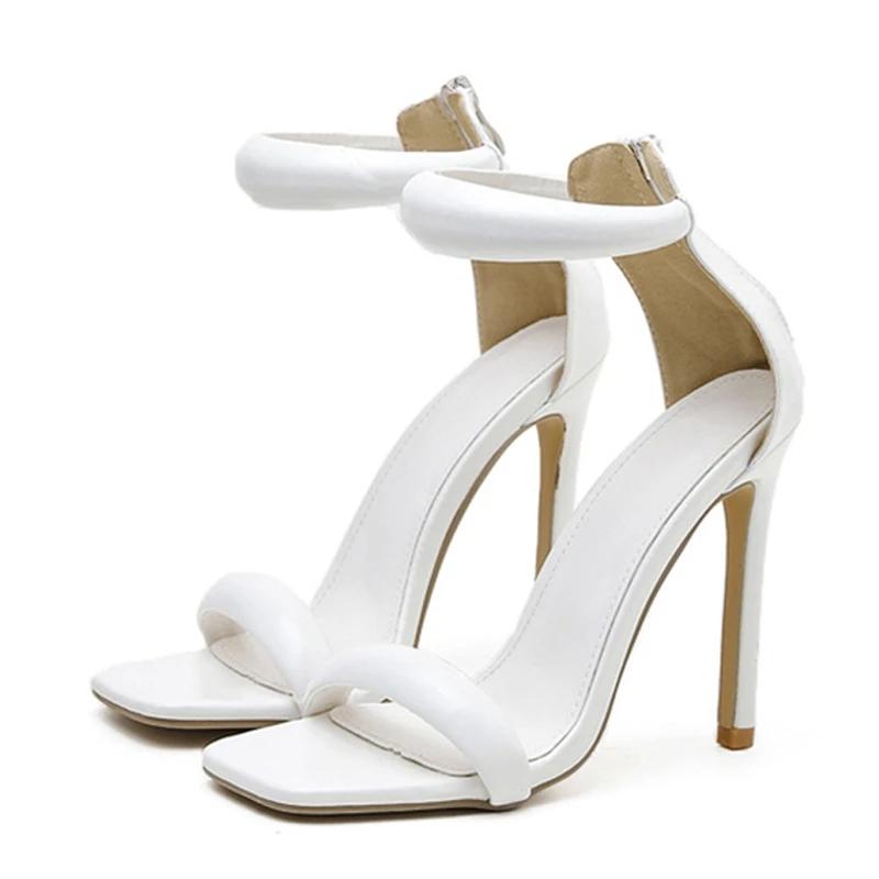 Liyke Высококачественные удобные босоножки из искусственной кожи с ремешком и золотистым ремешком Женские свадебные банкетные туфли Сексуальные туфли для стриптиза с квадратным носком