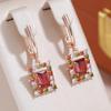 Full Paved Multi Color Zircon Square Pendant Earrings Women Personality Jewelry Bling Ethnic Accessories