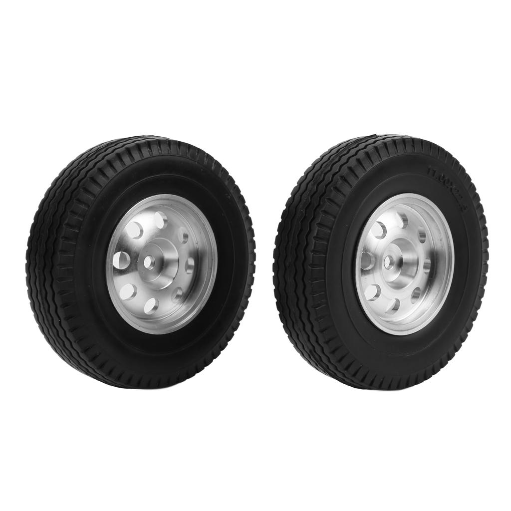 2Pcs RC Car Wheels Rubber Tires 84mm CNC Metal Wheel Rims Hubs Set for Tamiya 1 14 RC Car Truck