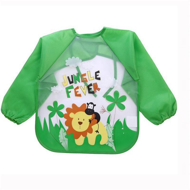 Baby Feeding Feeding Apron Thin Style Long Sleeve Baby Reverse Dressing Drawing Clothes Waterproof Bib