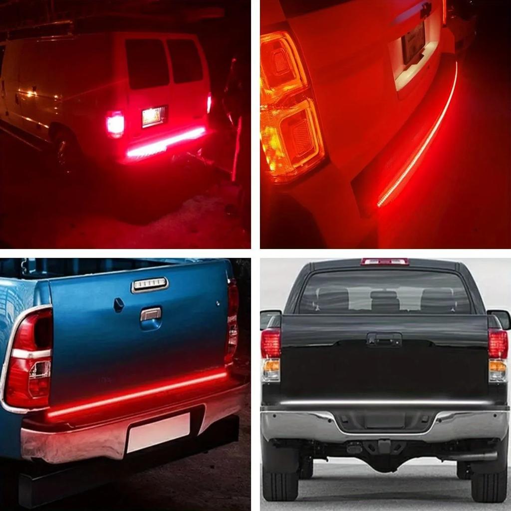 47/60" Truck Tailgate Light Bar 108 LED Single Row Light Strip with Red Running Brake Lights Turn Signal White Reverse Light