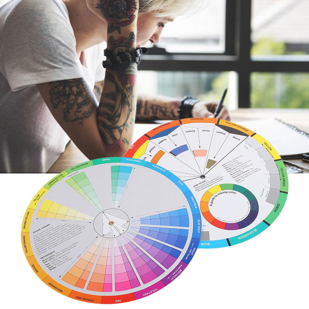2 шт. Цветовой круг для татуировки, пигмент, руководство по смешиванию цветового круга, аксессуар для татуировки