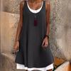 Женская мода лето весна однотонный принт без рукавов с круглым вырезом повседневные платья