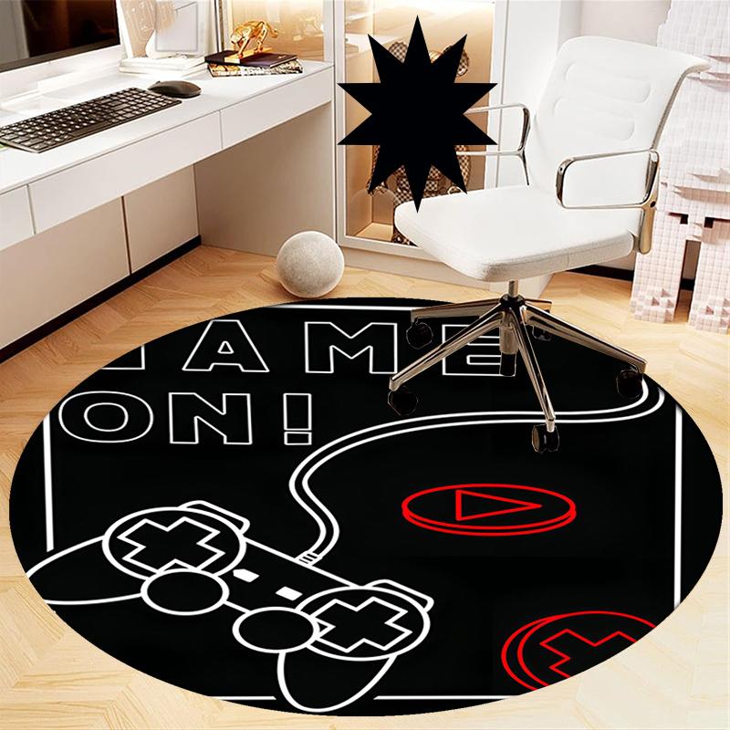 Game Controller Printed Round Rug Carpet Chair Rug Area Rug Entryway Doormats,for Office Chair Living Room Bedroom Kitchen Room.