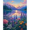 Painting By Numbers Lake Flowers Diy Paint By Numbers For Adult Handmade Landscape Picture Canvas Painting Diy Gift