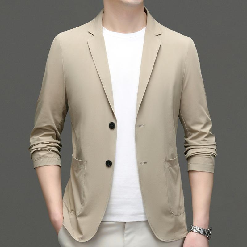 Тонкие повседневные костюмы для мужчин на весну и осень, новые простые деловые однотонные солнцезащитные костюмы для мужчин