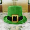 StPatrick Day Green Hat with Gold Buckle Roll Brims Tall Hat Irish National Day Celebration Party Hat Festival Accessory