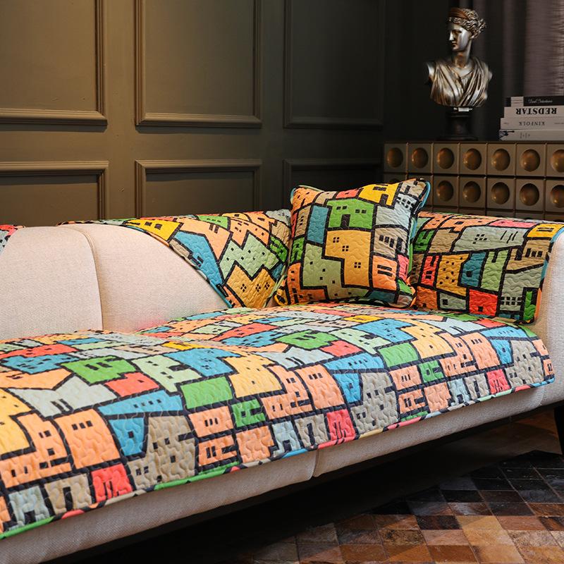 Чехол на диванную подушку на все времена года, подушка сиденья из хлопчатобумажной ткани, домашний нескользящий универсальный чехол