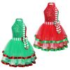 Kids Girls Christmas Elf Costume Sequins Ballet Tutu Leotard Dance Dress Figure Ice Skating Performance Outfit