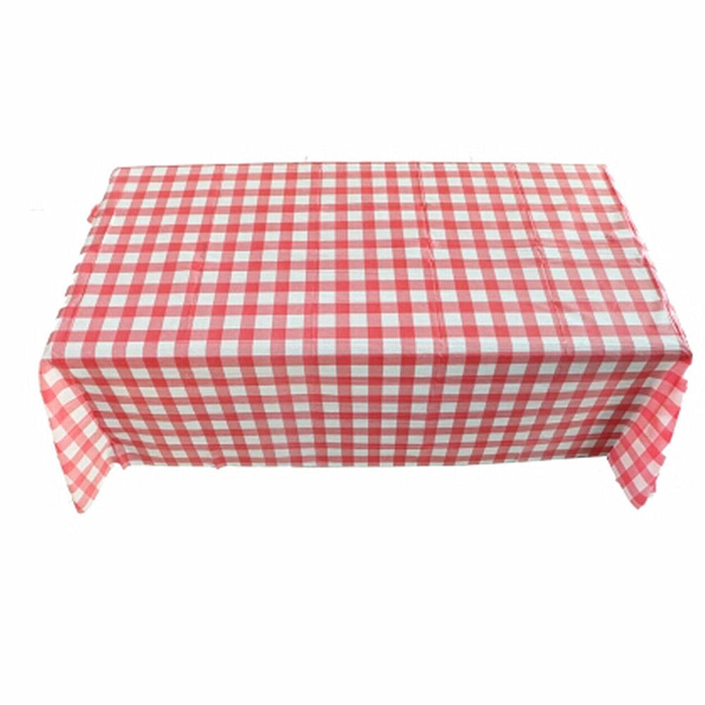 Red Gingham Plastic Disposable Wipe Check Tablecloth Party Outdoor Picnic Bbq