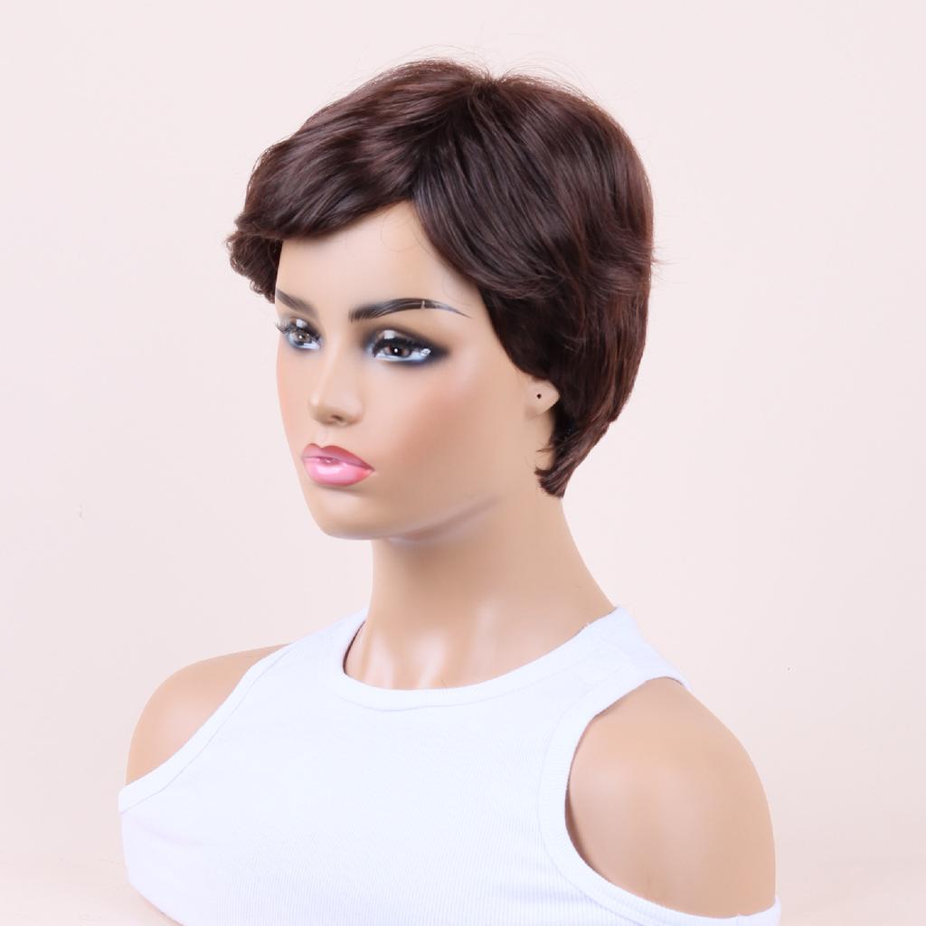 Female Black Brown Wig Women Layered Wigs With Bangs Ladies Natural Wavy Short Wig Daily Use Party Cosplay Heat Resistant Fiber