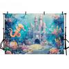 Underwater World Backdrop Summer Mermaid Ocean Castle Kid Birthday Party Cake Smash Decor Banner Photography Background
