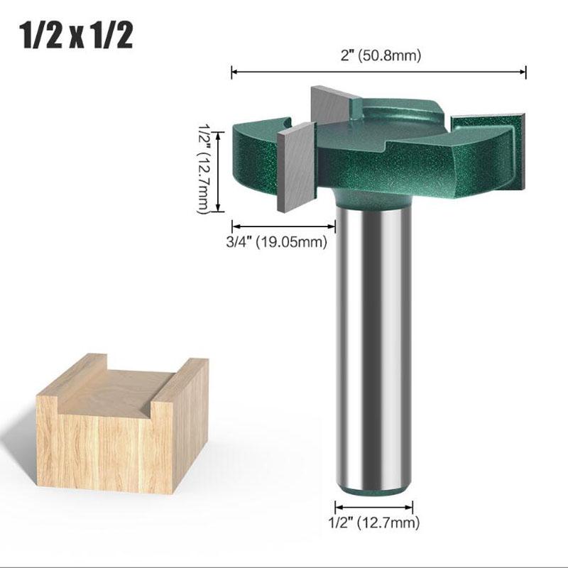 Фреза Т-образная с нижней зачисткой, трехгранная, с прорезями, для деревообработки, фреза из сплава, 12 мм, хвостовик 1/2 дюйма