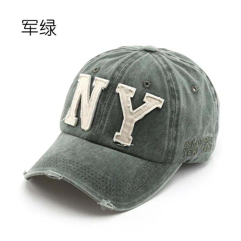 Summer Men's Baseball Cap for Women Cap Washed Cotton Soft Top Snapback Hat Big Letters NY Embroidery Casquette Unisex
