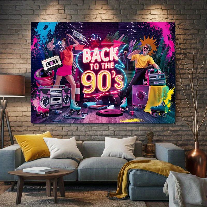 1 piece of a 1990s party banner - vibrant neon retro decoration.PMJ