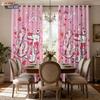 2pcs Valentine's Day Pink Love 67 Element Print Blackout Perforated Curtain Multi Size Living Room Bedroom Insulation Decoration
