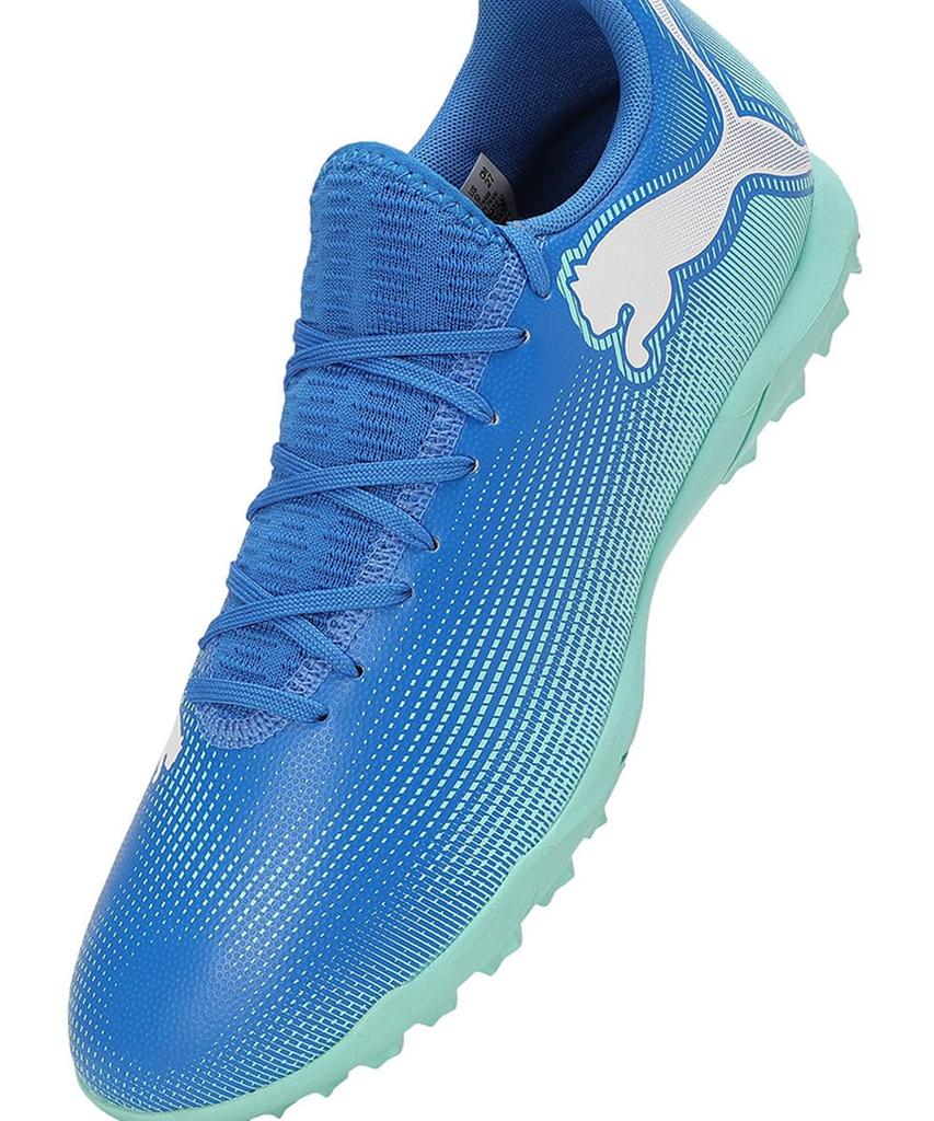 Футбольные бутсы Тренировочная обувь Future 7 Play TT 107943 2024 Цвет Hyperlink White см [Puma] Мужская Осень/Зима Синий/Мятный (01) +27,5