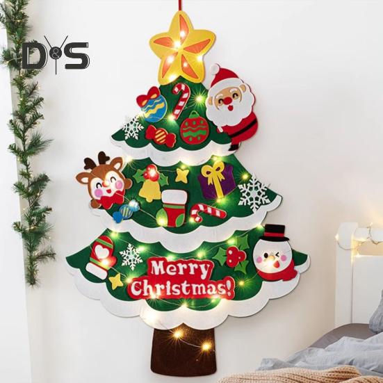 Рождественская елка из фетра своими руками для малышей, большая светящаяся рождественская елка с Санта-звездой, конфетными фигурками, детская развивающая игрушка