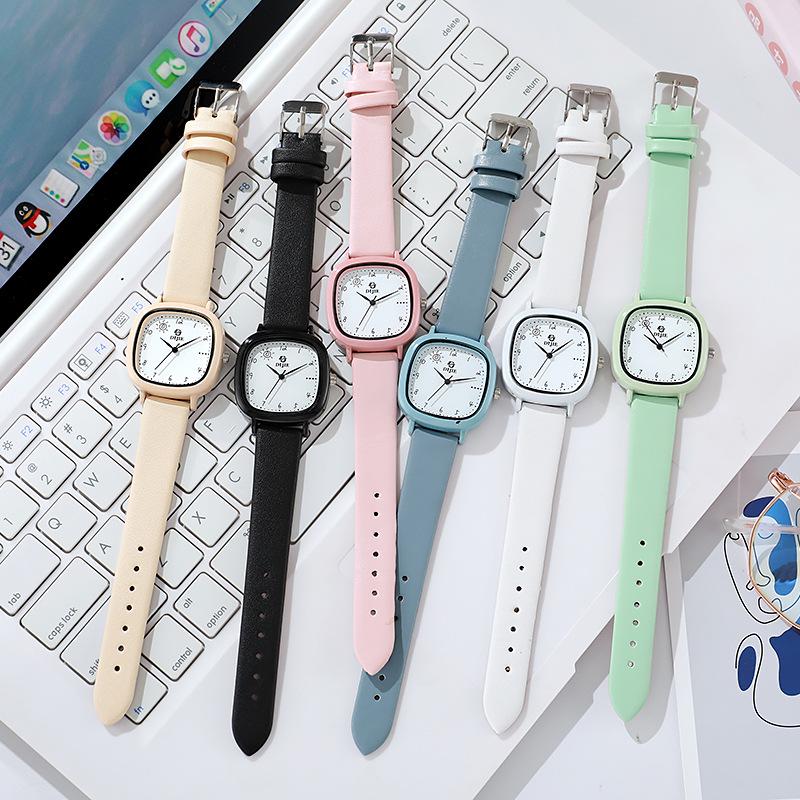 Кварцевые часы в стиле преппи, осветляющие кожу, унисекс, минималистичные, квадратные, для пар, наручные, для студентов