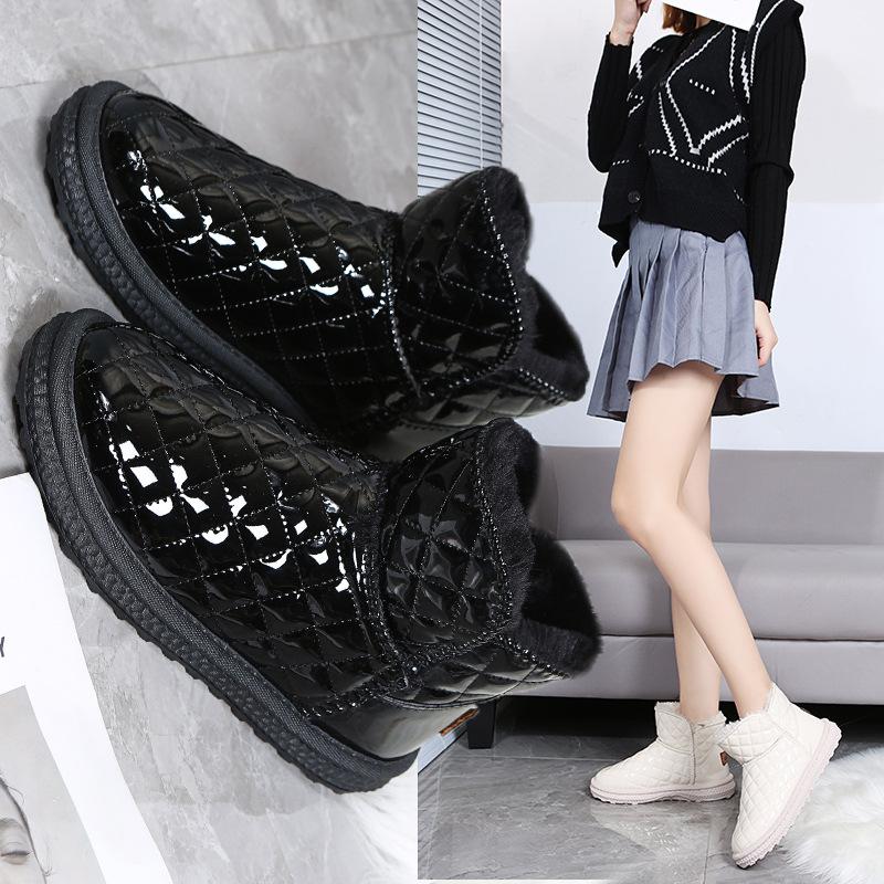 Женские зимние сапоги на плюшевой и утолщенной зимней толстой подошве, теплая женская хлопчатобумажная обувь со зимними ботинками