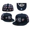 Full Closed Baseball Cap LA NY Embroidery Sports Team Men Women