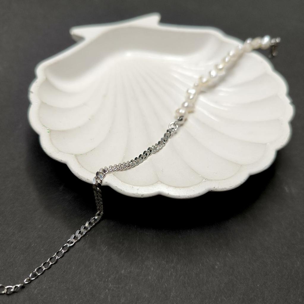 Серебряный браслет с натуральным жемчугом барочным, вес изделия 4,37 гр (2174981)