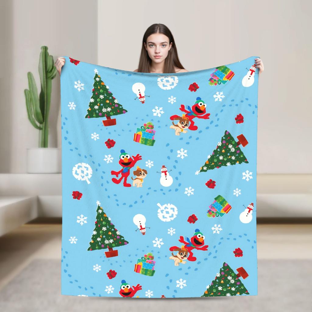 Christmas Present Pattern Blanket S-Sesames Streets Warm Soft Plush Throw Blanket For Couch Sofa Bed Flannel Bedspread Bed Cover