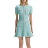 Self-Portrait Solid Color Slim Fit Knitted Wool Short Sleeve Dress Women dresses Mint-Green SWF351M03300
