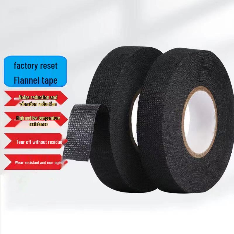 High-Temperature Black Self-Adhesive Flannel Tape for Automotive Wiring Harness, Sound Insulation, Noise Reduction, and Wear Resistance.