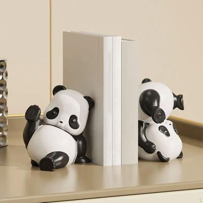 2x Статуэтки Панды Подставки для книг Фигурки из смолы Стопоры для книг Милые скульптуры животных Настольные