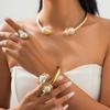 4Pcs Irregular Vintage Jewelry Suit Open Choker Necklace Bracelet Ring Suit  Women