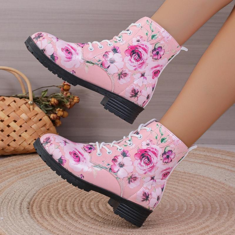 2025 New Women's Printed Short Boots Autumn Winter New Fashion Printed Comfortable Casual Shoes Luxury Travel Durable