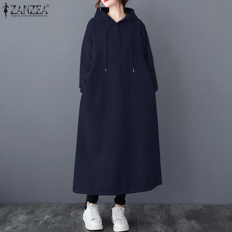 ZANZEA Женские повседневные толстовки с капюшоном с длинным рукавом на осень-зиму