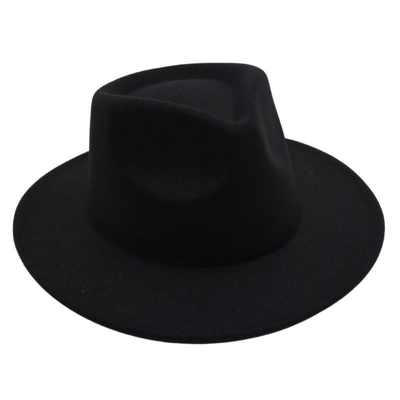 Цилиндр Однотонная Джазовая Шляпа Мужская и Женская Фетровая Шляпа Ретро Шляпа Плюшевая Шляпа Шерстяная Шляпа