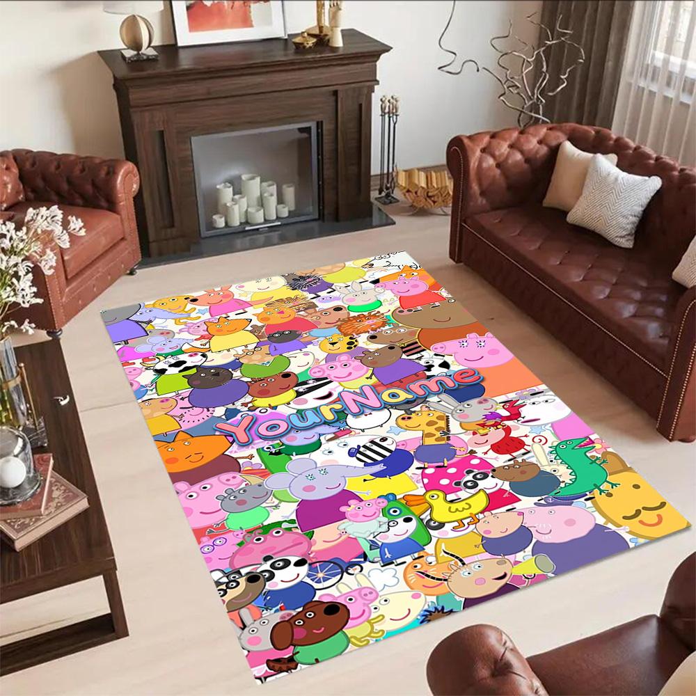 Peppa Pig Customize Your Name Floor Mat Design for Decorate room Foyer Bedrooms Entryway Antislip Carpet Office home decor