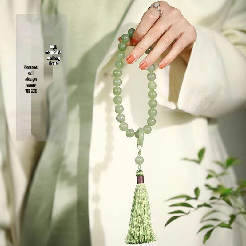 Портативный браслет из нефрита Вэньвань с кисточкой - Ретро осознанный стиль