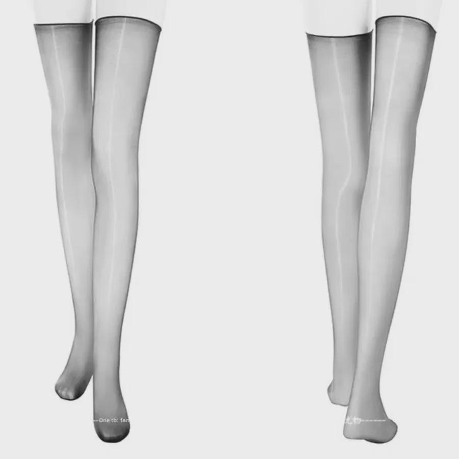 Ретро блестящие черные антизацепляющие чулки до колена