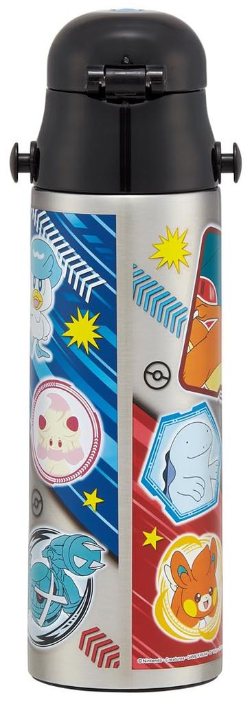 Skater Нержавеющая сталь Вода Прямой 24 Спорт Милая Вода Детская Бутылка, Питьевая, 580 мл, Дизайн Покемон, Изолированная, Бутылка, Детская Бутылка, SDC6N-A