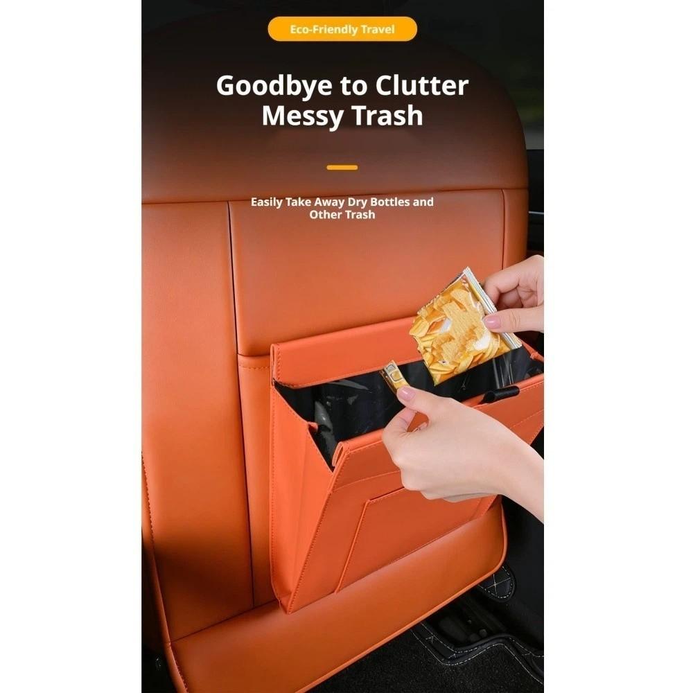 Waterproof Car Garbage Bag Leather Seat Hanging Trash Can Magnetic Adsorption Storage Bag Gift