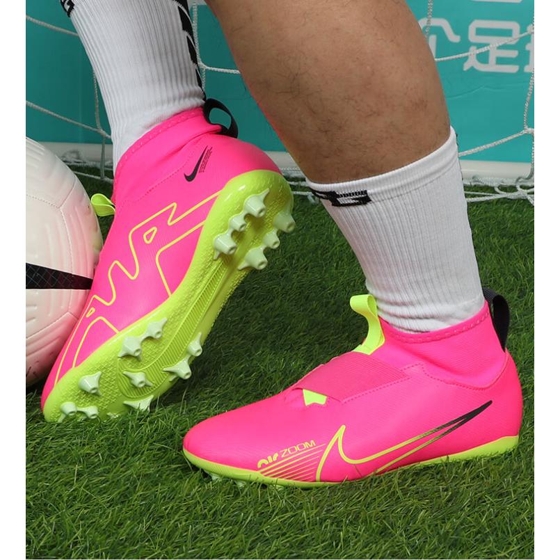 Nike Футбольные бутсы Mercurial Superfly 9 Academy AG для искусственной травы средней высоты, детские кроссовки розовые желтые DJ5613-605