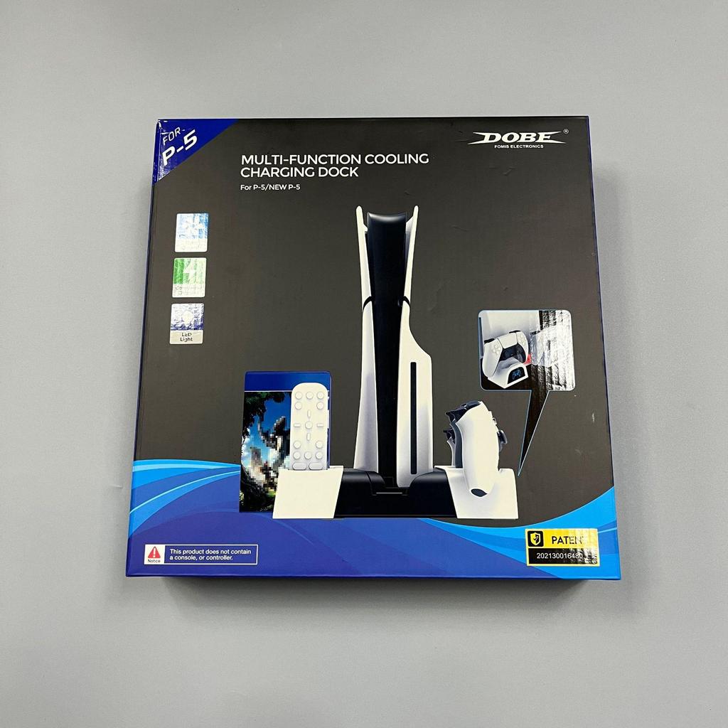 PS5 Slim Console with Ambient Light Base, Cooler, Dual Controller Charger, and Disc Storage Rack